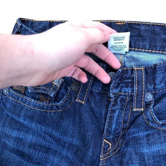 True Religion Jeans Size 29 Blue Leather Horshoe - Picture 8 of 8